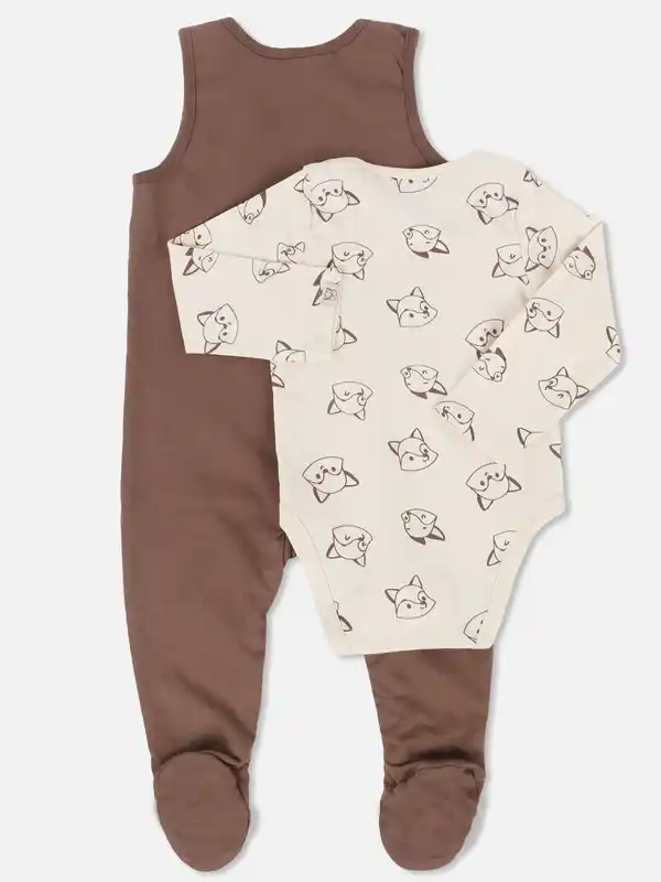 Bild 3 von Baby Jungen Strampler Set mit Langarmbody Braun