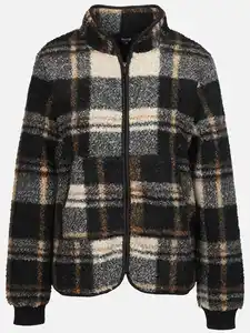 Damen Teddy Cardigan im Karo-Look Schwarz