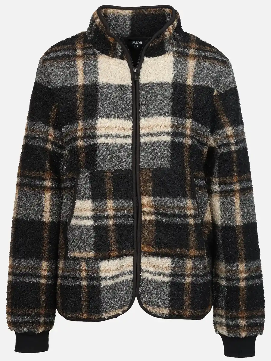 Bild 1 von Damen Teddy Cardigan im Karo-Look Schwarz