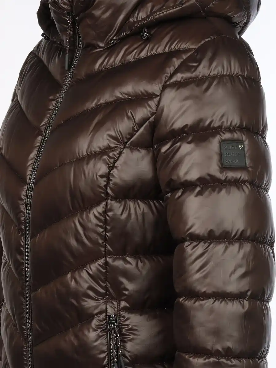 Bild 4 von Damen Steppjacke mit abnehmbarer Kapuze Braun