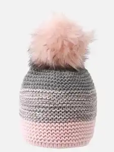 Damen Mütze mit Bommel Rosa