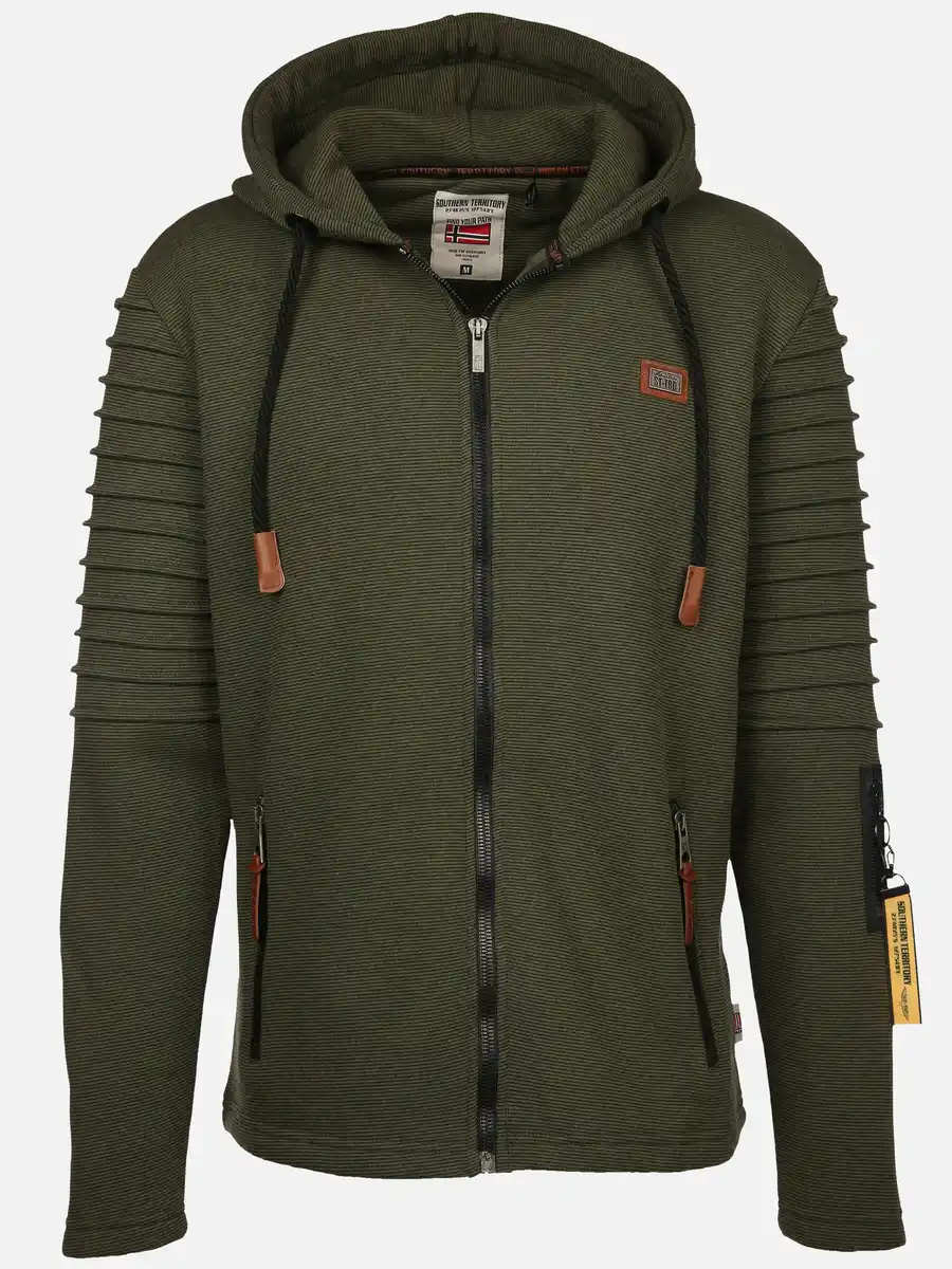 Bild 2 von Herren Bikersweatjacke mit Kapuze Braun
