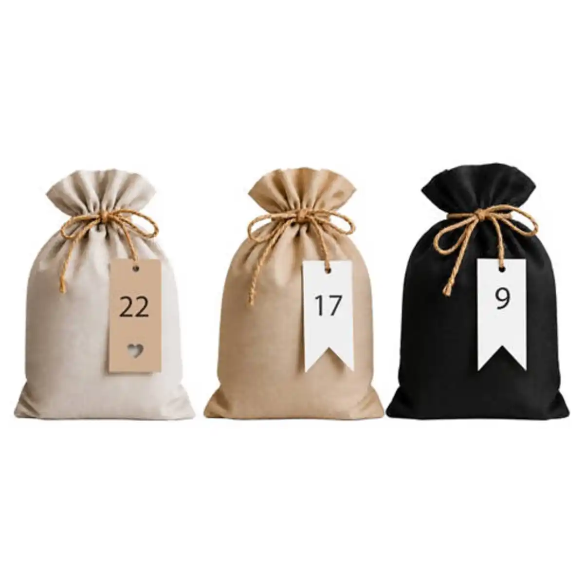 Bild 1 von HOME CREATION Adventskalender Bastelset, Jute-Schnurbeutel, Traditionell