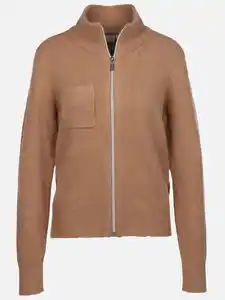 Damen Strickjacke mit aufgesetzter Tasche Beige