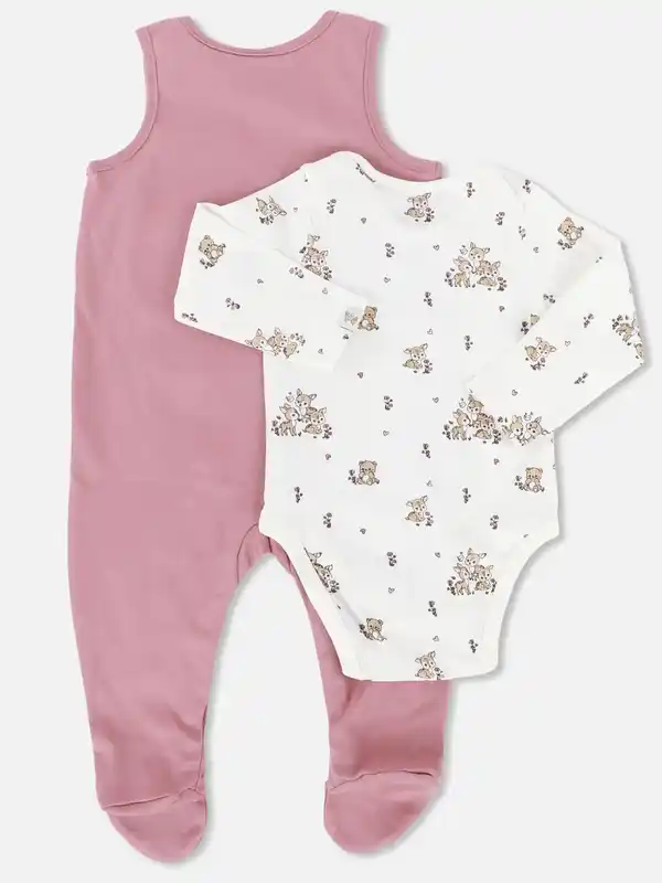 Bild 3 von Baby Mädchen Strampler Set mit Langarmbody Rosa