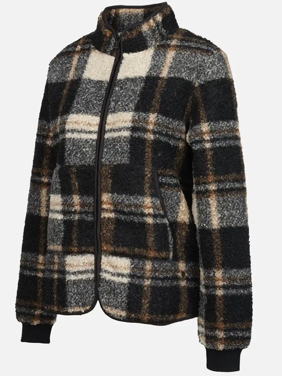 Bild 3 von Damen Teddy Cardigan im Karo-Look Schwarz