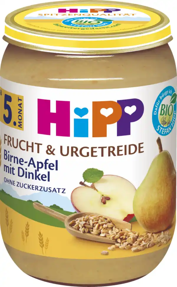 Bild 2 von HiPP Bio Frucht & Urgetreide Birne in Apfel mit Dinkel