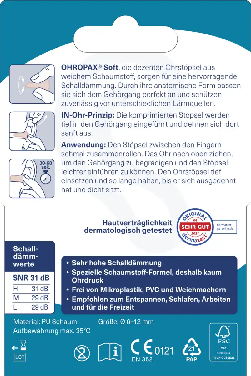 Bild 2 von Ohropax Schaumstoffstöpsel SOFT