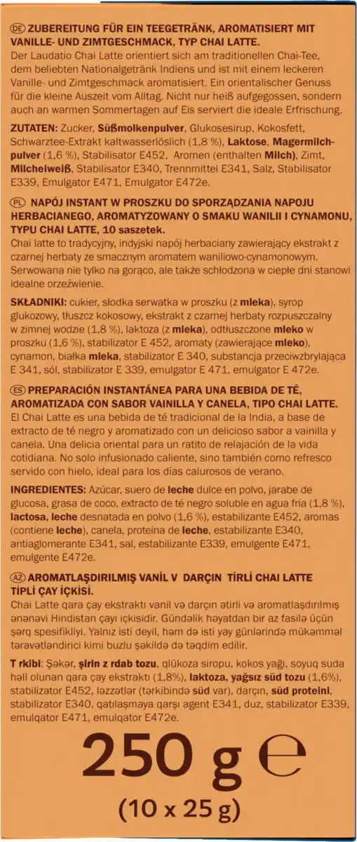 Bild 3 von Laudatio Chai Latte Milchtee-Getränk mit Vanille-Zimt-Geschmack