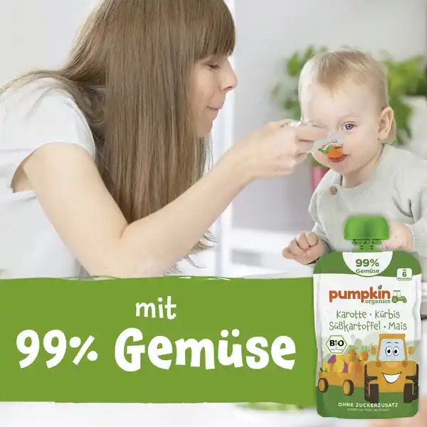 Bild 3 von Pumpkin Organics Bio Quetschie Karotte, Kürbis, Süßkartoffel & Mais