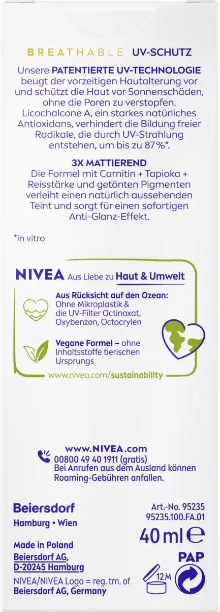 Bild 4 von NIVEA SUN Breathable UV Gesicht Mattierend Getönt Heller Hausttyp LSF50+