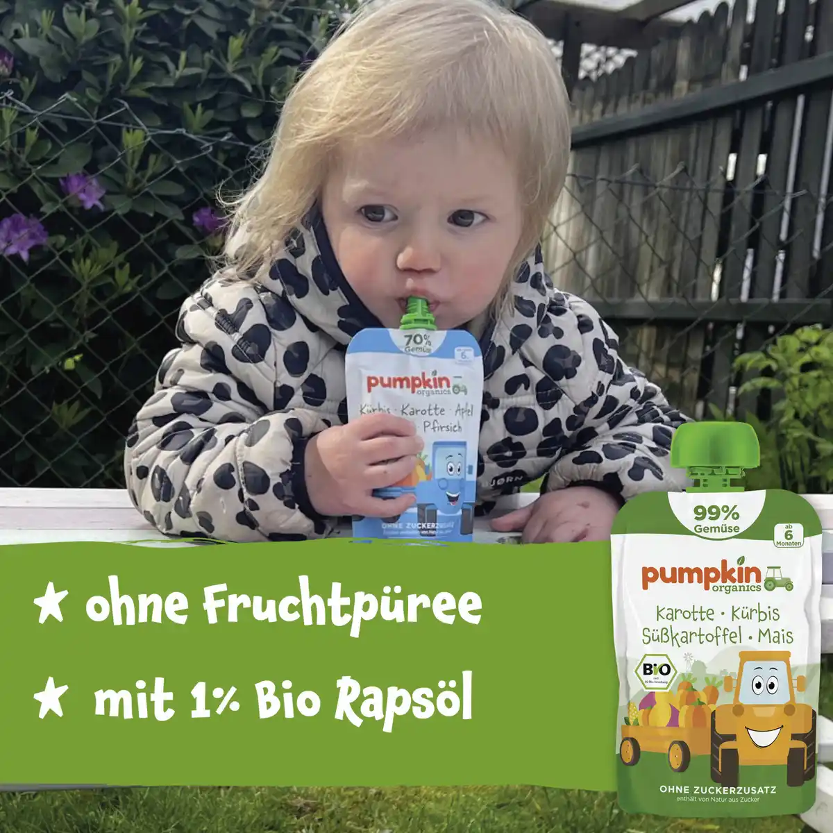 Bild 4 von Pumpkin Organics Bio Quetschie Karotte, Kürbis, Süßkartoffel & Mais
