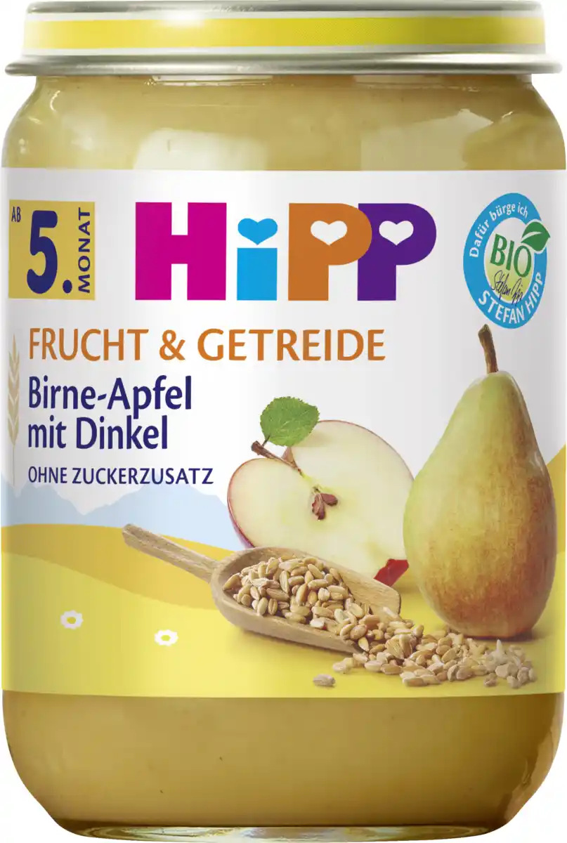 Bild 1 von HiPP Bio Frucht & Urgetreide Birne in Apfel mit Dinkel