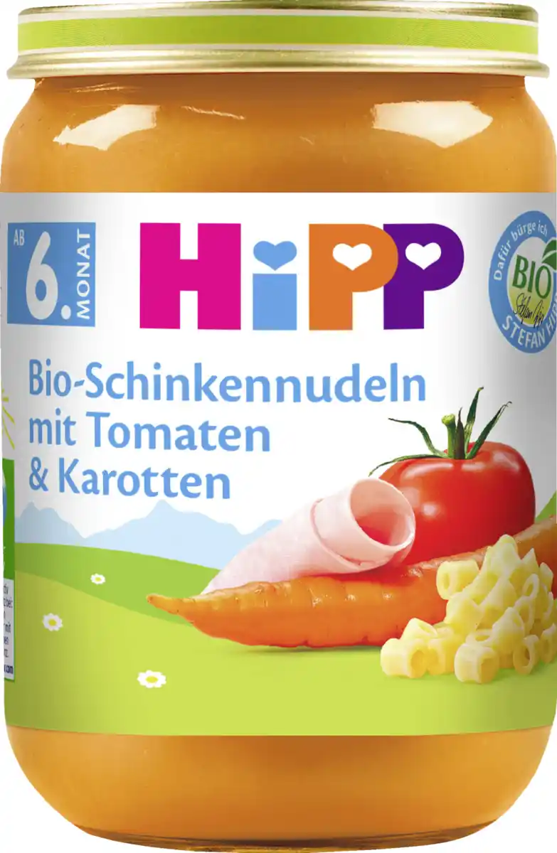 Bild 1 von HiPP Bio Menü Bio-Schinkennudeln mit Tomaten & Karotten