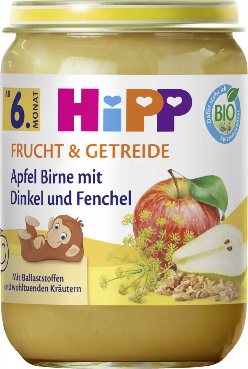 Bild 1 von HiPP Bio Menü Apfel Birne mit Dinkel und Fenchel ab 6. Monat