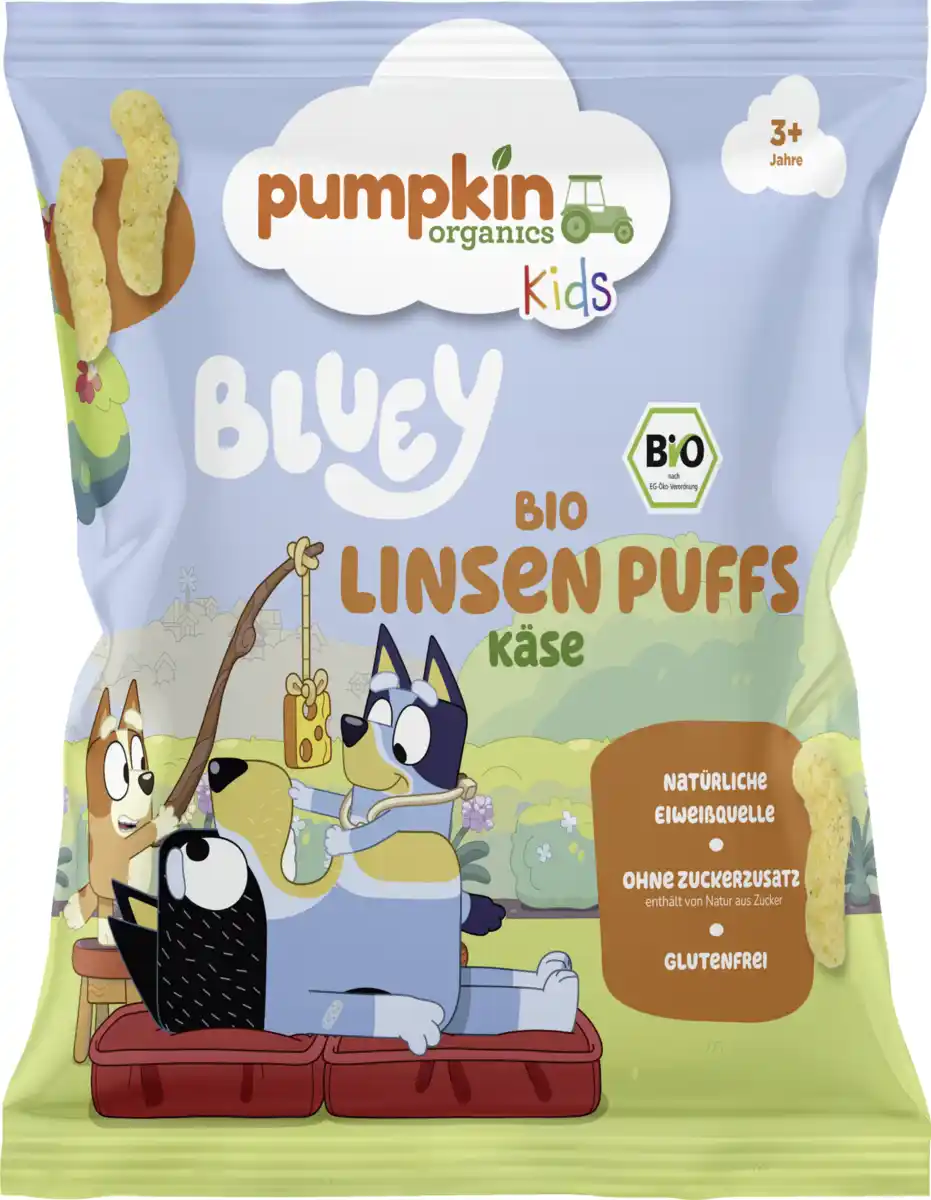 Bild 1 von Pumpkin Organics Bio Bluey Linsen Puffs Käse