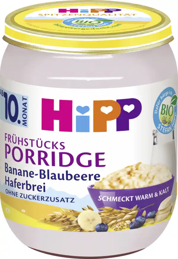 Bild 2 von HiPP Bio Frühstücksporridge Banane-Blaubeere Haferbrei