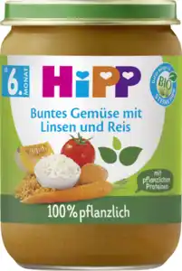 HiPP Bio Menü Buntes Gemüse mit Linsen und Reis ab 6. Monat