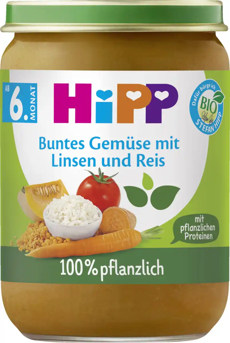 Bild 1 von HiPP Bio Menü Buntes Gemüse mit Linsen und Reis ab 6. Monat