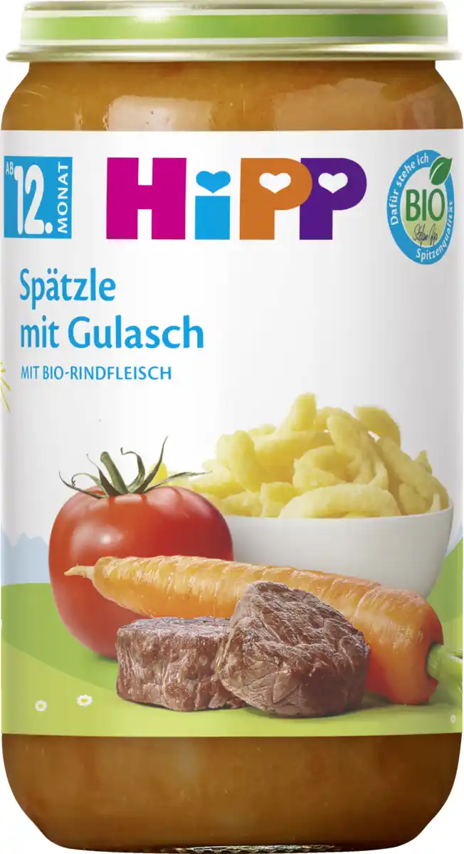 Bild 1 von HiPP Bio Menü Spätzle mit Gulasch ab 12. Monat