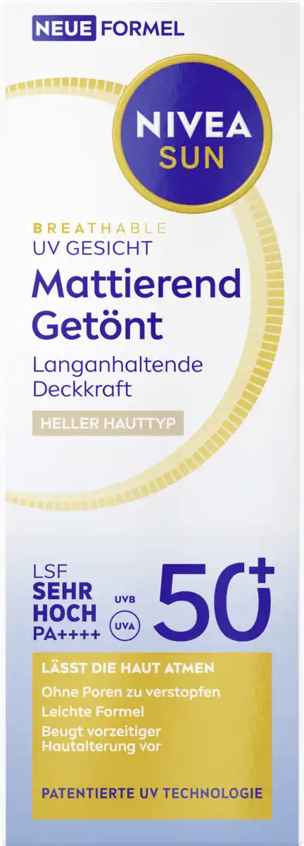 Bild 1 von NIVEA SUN Breathable UV Gesicht Mattierend Getönt Heller Hausttyp LSF50+