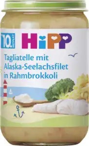 HiPP Tagliatelle mit Alaska-Seelachsfilet in Rahmbrokkoli