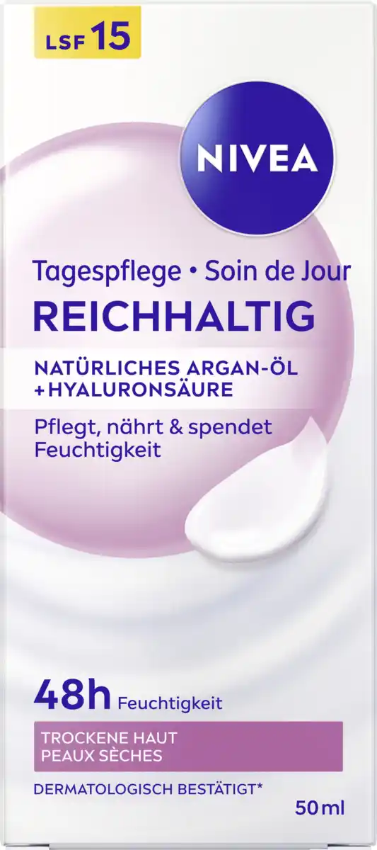 Bild 1 von NIVEA Tagespflege Reichhaltig natürliches Argan-Öl + Hyaluronsäure