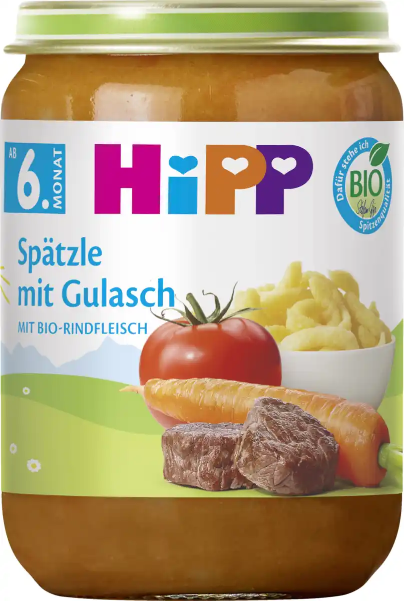 Bild 1 von HiPP Bio Menü Spätzle mit Gulasch ab 6. Monat