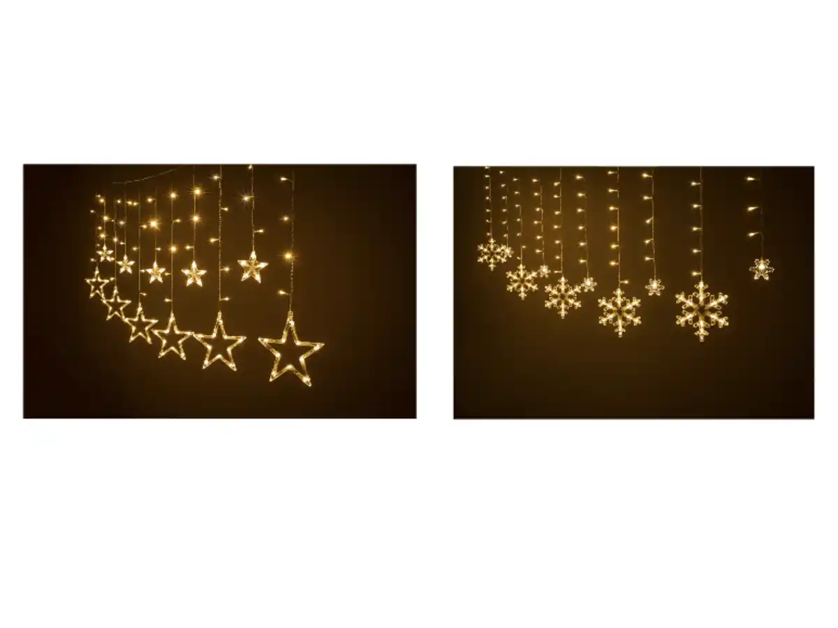 Bild 3 von LIVARNO® LED-Lichtervorhang mit dekorativen Sternen/Schneeflocken