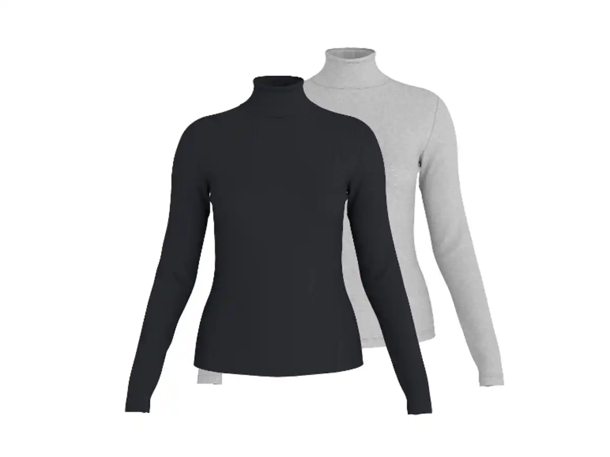 Bild 3 von ESMARA® Damen Gerippte Rollkragenshirts, 2 Stück