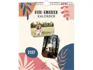 CRELANDO® Foto-Einsteckkalender / Foto- und Bastelkalender / Bastelkalender / Foto-Familienplaner / Foto-Einsteck Tischkalender,  21 x