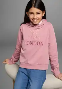 KIDSWORLD Kapuzensweatshirt NYC Paris London mit Stickerei