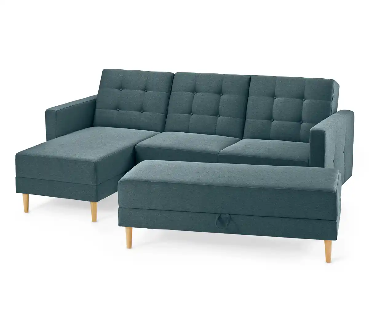 Bild 1 von Federkern-Eckschlafsofa »Just Relax« mit Stauraumbank, blau-grau