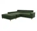 Bild 1 von DOMO Eck-Schlafsofa »Malmö« mit Hocker, Longchair links, dunkelgrün/holzfarben
