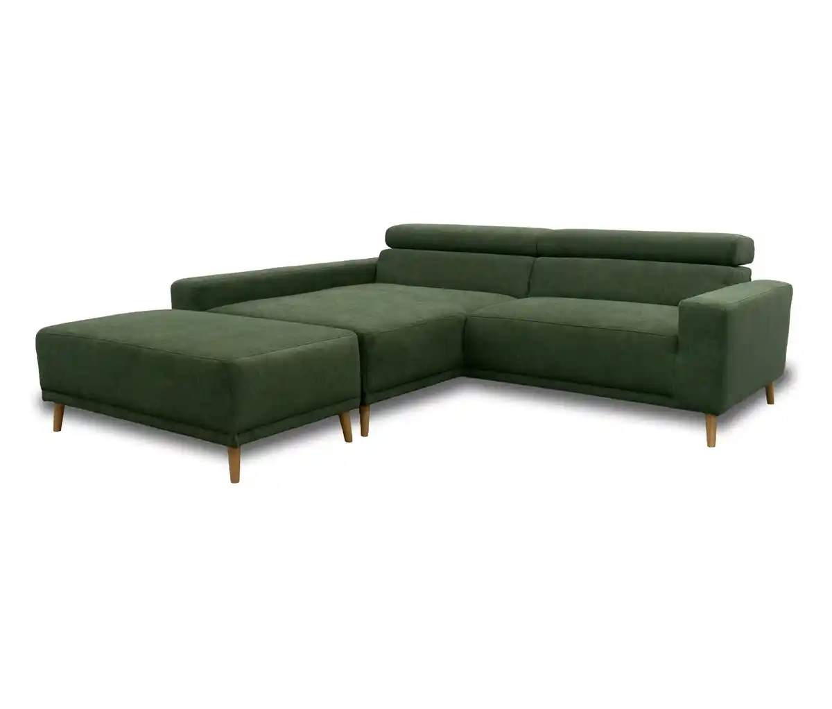 Bild 1 von DOMO Eck-Schlafsofa »Malmö« mit Hocker, Longchair links, dunkelgrün/holzfarben