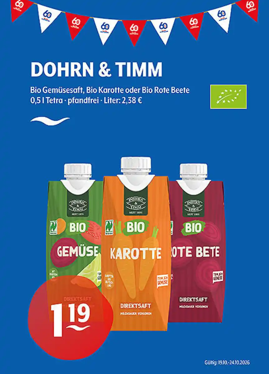 Bild 1 von DOHRN & TIMM Bio Gemüsesaft, Bio Karotte oder Bio Rote Beete