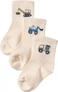 ALANA Tennissocken mit Fahrzeug-Motiven, weiß, Gr. 19/22, 3 St