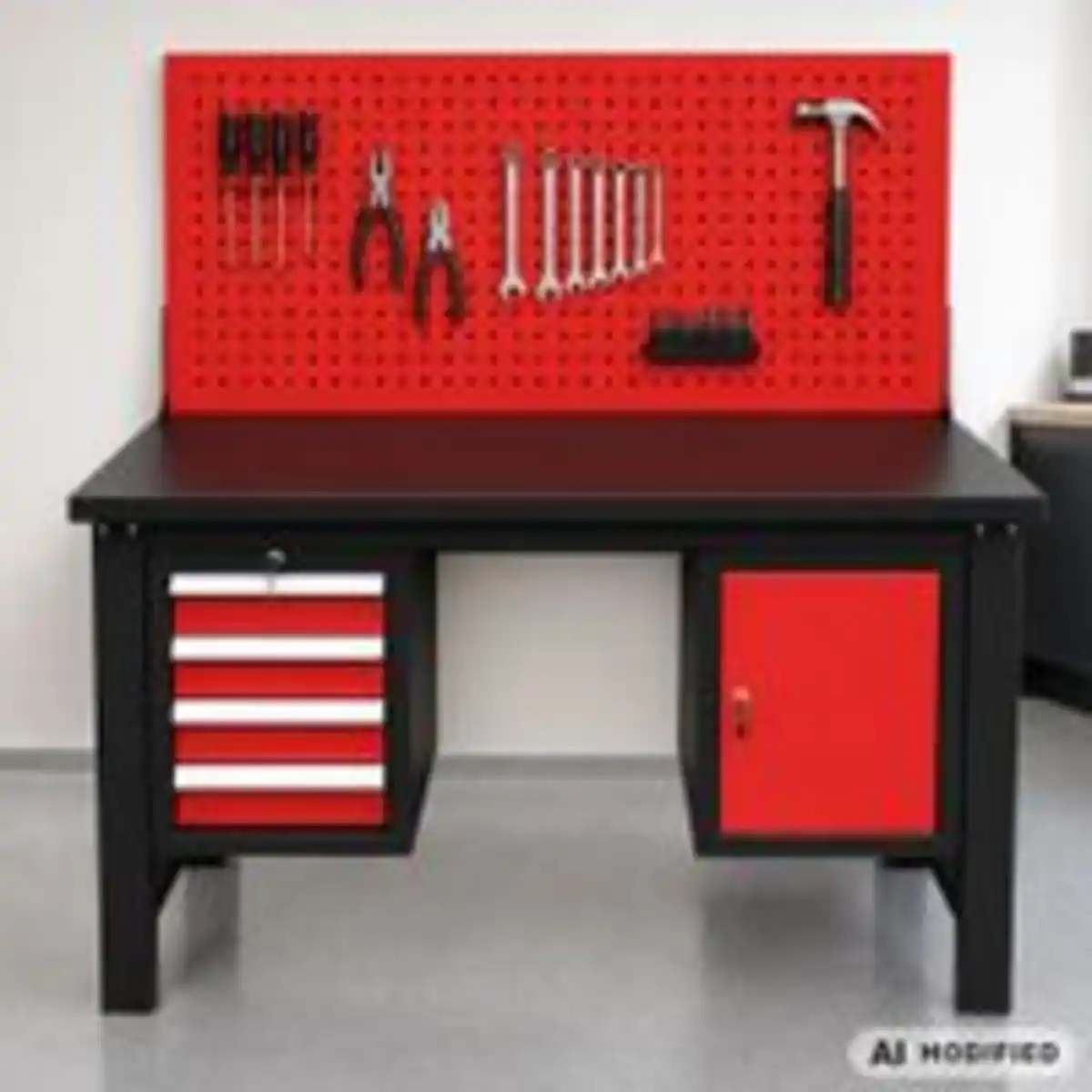 Bild 2 von Tech-Craft Werkbank mit 3 Schubladen, 1 Tür und Lochrückwand, 150 x 75 x 80 cm