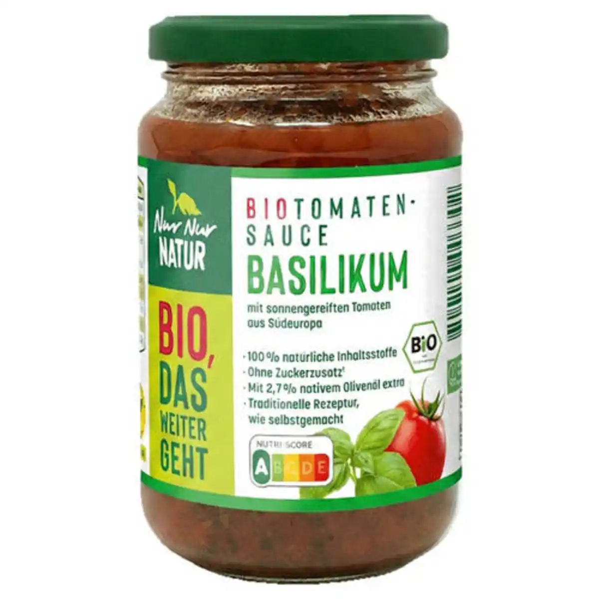 Bild 1 von NUR NUR NATUR Bio-Tomatensauce 325 ml, Basilikum