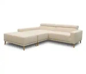 DOMO Eck-Schlafsofa »Malmö« mit Hocker, Longchair links, creme/holzfarben