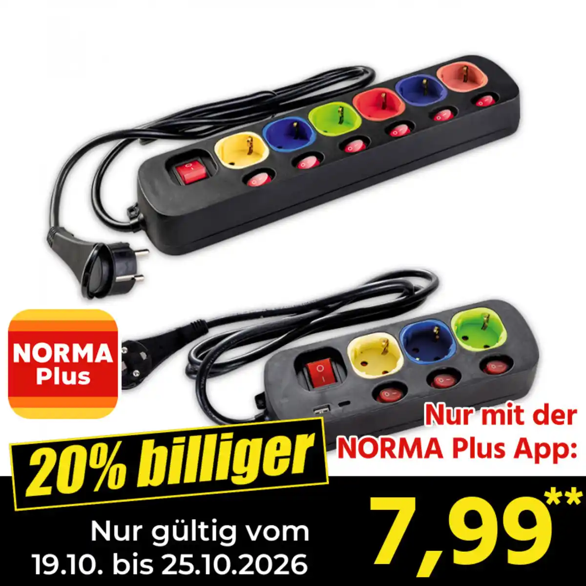 Bild 1 von Powertec Electric Einzeln schaltbare Steckdosen