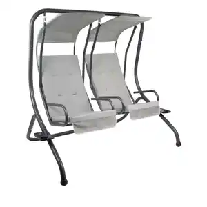 bellavista® Home & Garden 2-Sitzer Hollywoodschaukel mit Rückenkissen und Getränkehalter, ca. 183 x 136 x 171 cm - Anthrazit