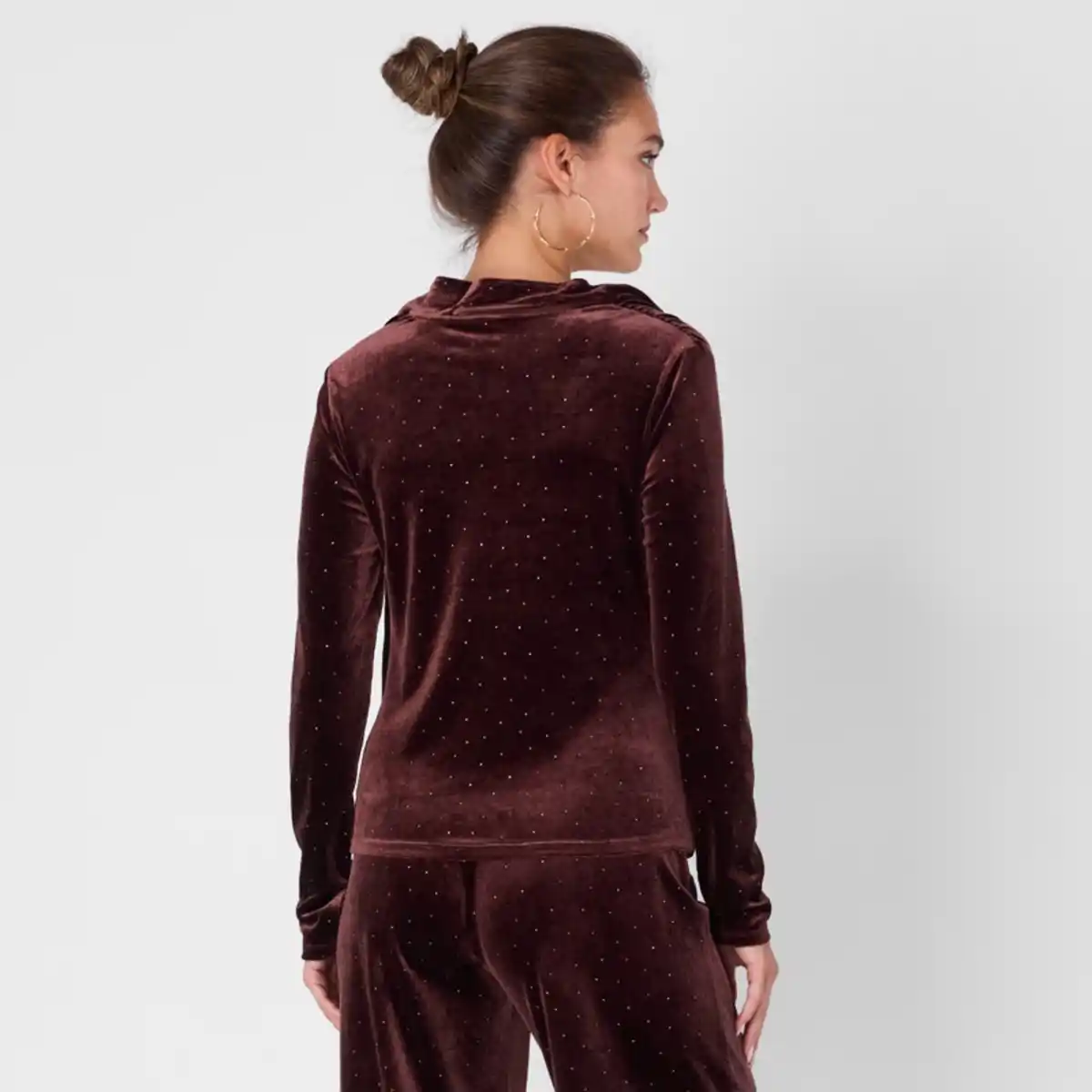 Bild 4 von Damen-Samt-Langarmshirt mit Glitzersteinchen