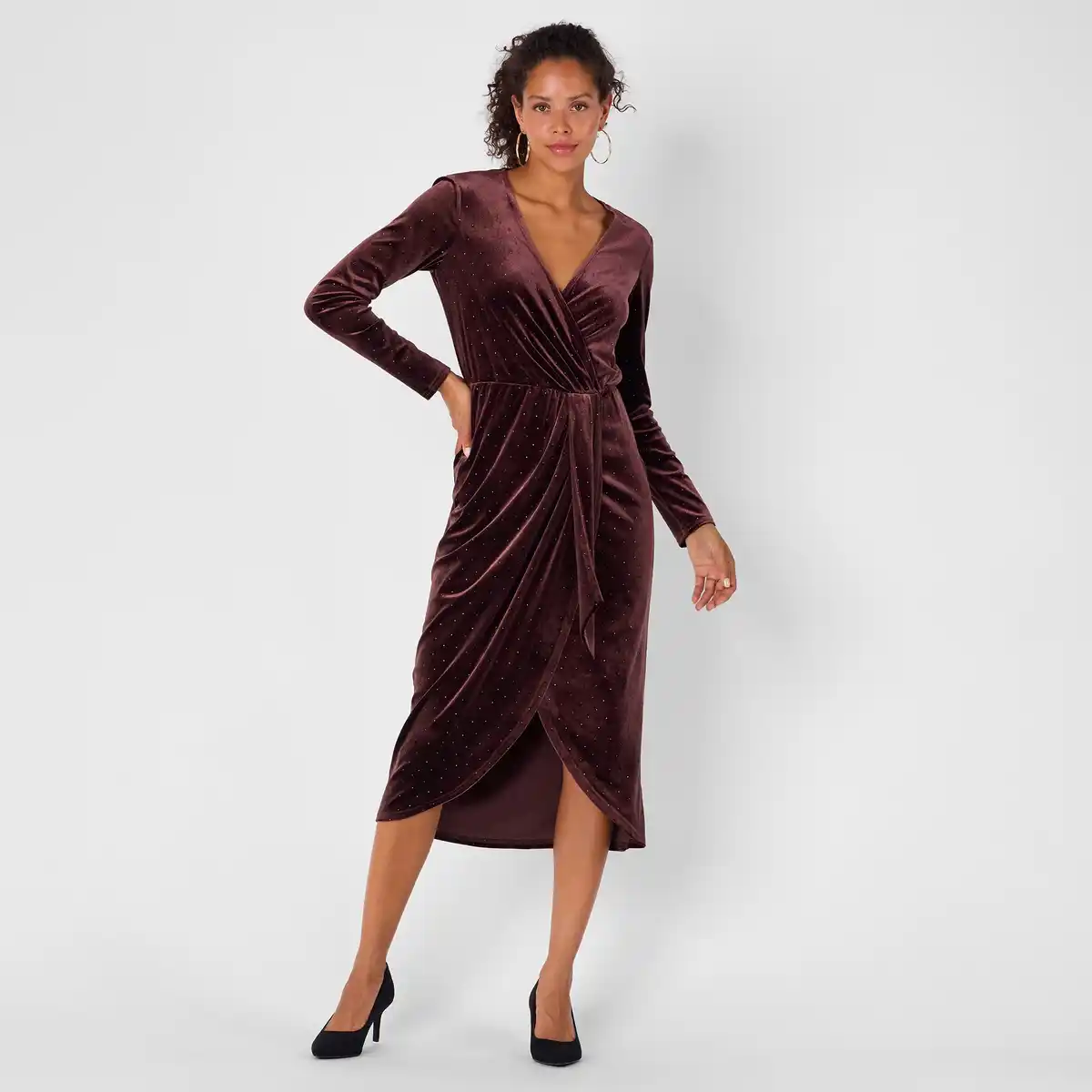 Bild 1 von Damen-Samtkleid mit Glitzersteinchen