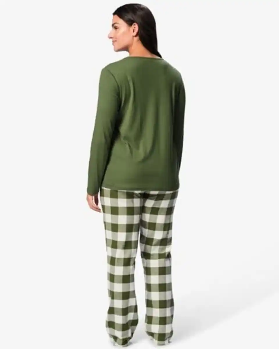 Bild 4 von Damenpyjama aus Baumwolle, Flanell, kariert grün