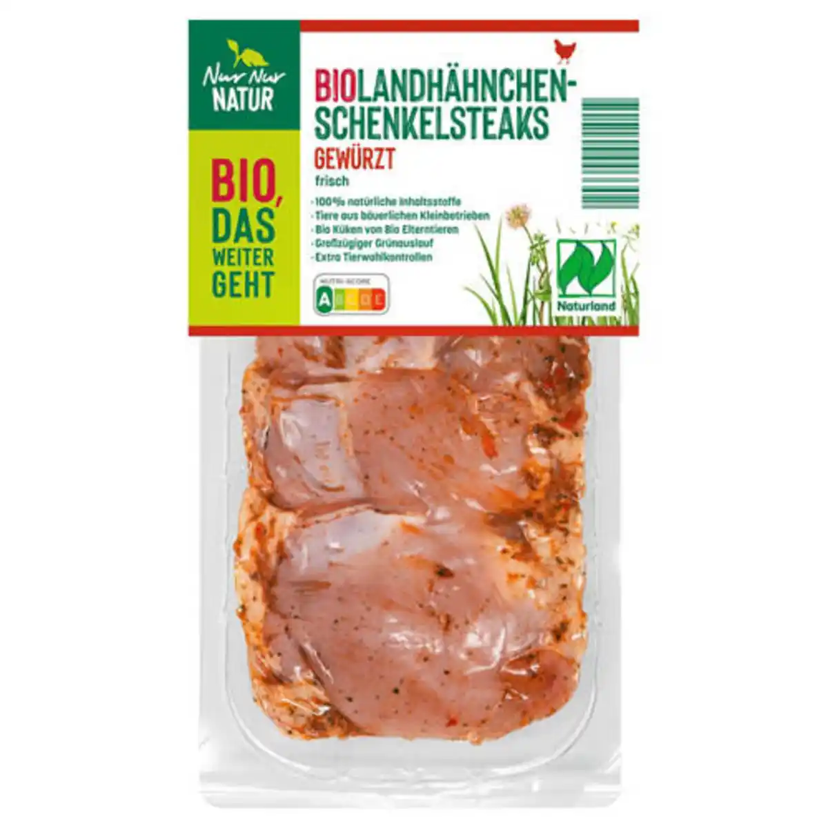 Bild 1 von NUR NUR NATUR Bio-Landhähnchen Schenkelsteaks 350 g