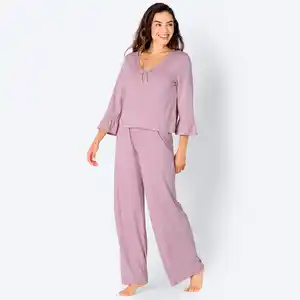 Damen-Schlafanzug mit Rüschen, 2-teilig
