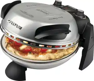 G3 Ferrari Pizzaofen Delizia G1000606 silber inkl. Pizzaschaufel + Rezeptheft, bis 400 °C mit Pizzastein – die Ikone unter den Pizzaöfen