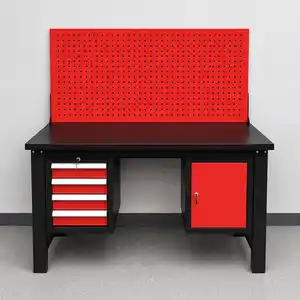 Tech-Craft Werkbank mit 3 Schubladen, 1 Tür und Lochrückwand, 150 x 75 x 80 cm