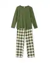Bild 2 von Damenpyjama aus Baumwolle, Flanell, kariert grün